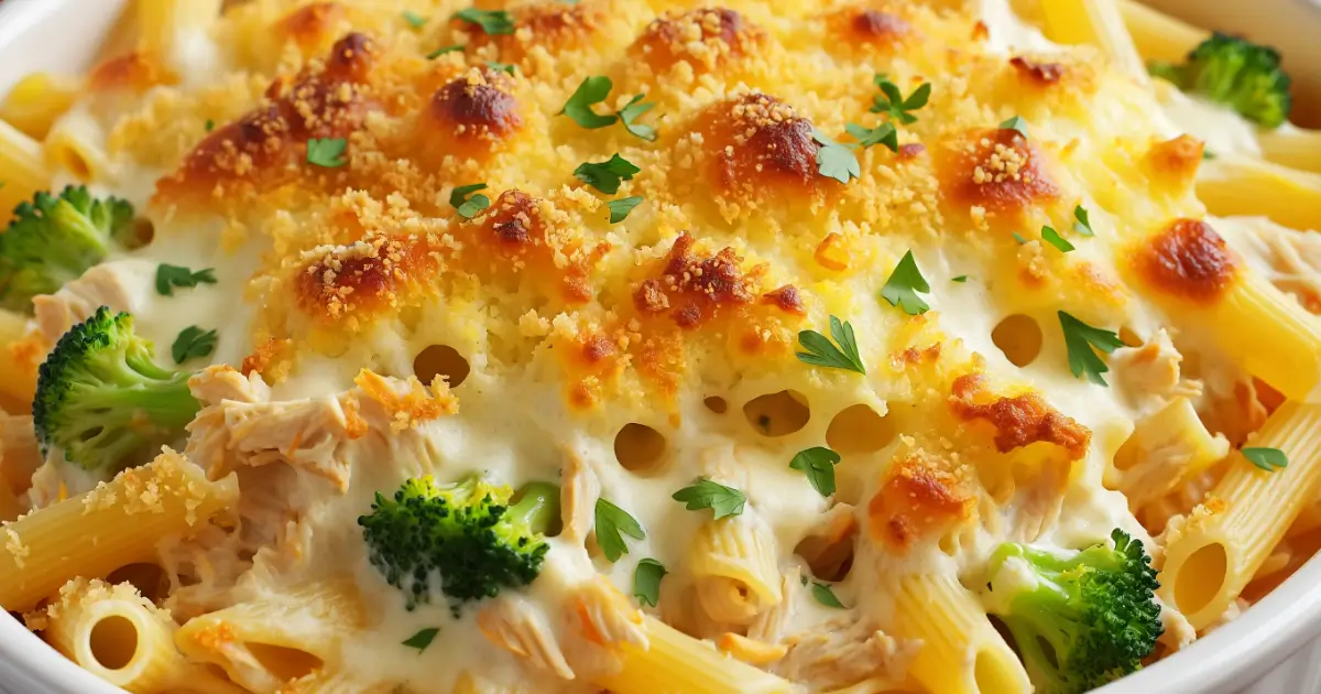 chicken broccoli Alfredo pasta bake Recipe