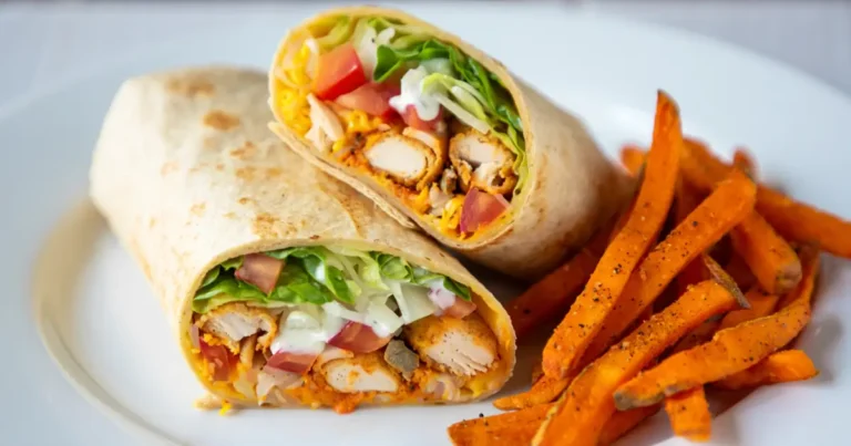 Chicken Wrap and Sweet Potato Fries Recipe